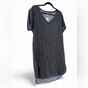 H&M Navy and White Patterned Midi Dress